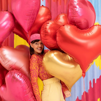 Hart Helium Ballon Goud Leeg 75cm van Partydeco koop je bij Partywinkel