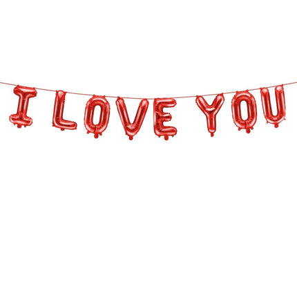 Rode Letterslinger I Love You 2,6m van Partydeco koop je bij Partywinkel