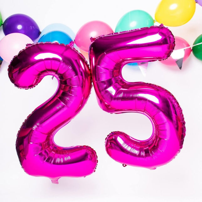Folie Ballon Cijfer 0 Fuchsia Metallic XL 86cm leeg van Folat koop je bij Partywinkel