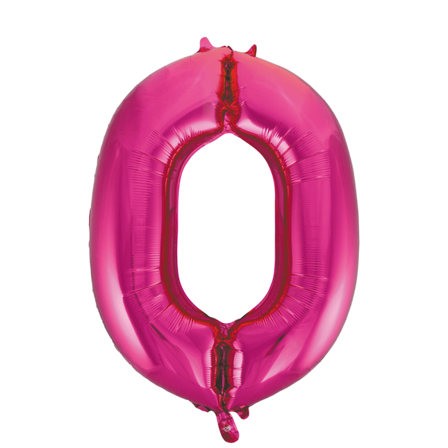 Folie Ballon Cijfer 0 Fuchsia XL 86cm leeg van WeFiesta koop je bij Partywinkel