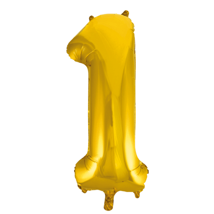 Folie Ballon Cijfer 1 Goud XL 86cm leeg van WeFiesta koop je bij Partywinkel