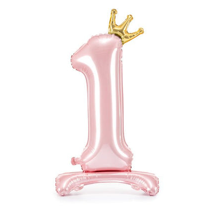 Folie Ballon Cijfer 1 Lichtroze Standaard Leeg 84cm van Partydeco koop je bij Partywinkel