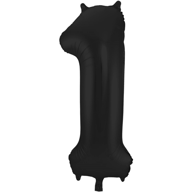 Folie Ballon Cijfer 1 Mat Zwart XL 86cm leeg van Folat koop je bij Partywinkel
