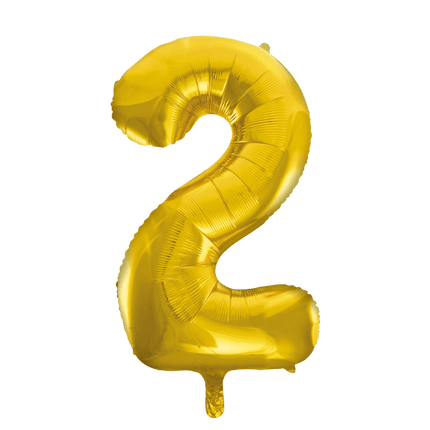 Folie Ballon Cijfer 2 Goud XL 86cm leeg van WeFiesta koop je bij Partywinkel