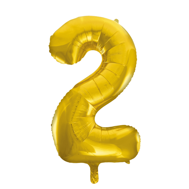 Folie Ballon Cijfer 2 Goud XL 86cm leeg van WeFiesta koop je bij Partywinkel