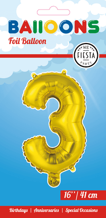 Folie Ballon Cijfer 3 Goud 41cm met Rietje van WeFiesta koop je bij Partywinkel