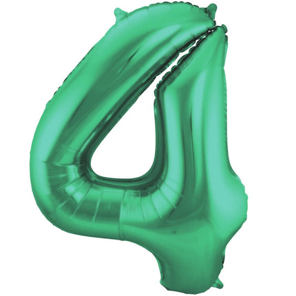 Folie Ballon Cijfer 4 Mat Groen XL 86cm leeg van Folat koop je bij Partywinkel
