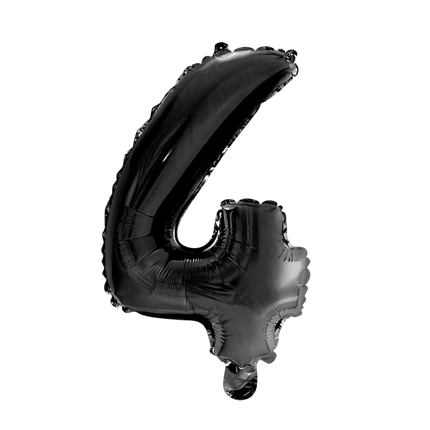 Folie Ballon Cijfer 4 Zwart 41cm met Rietje van WeFiesta koop je bij Partywinkel