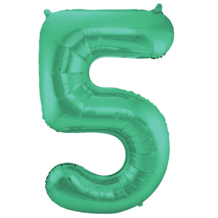 Folie Ballon Cijfer 5 Mat Groen XL 86cm leeg van Folat koop je bij Partywinkel