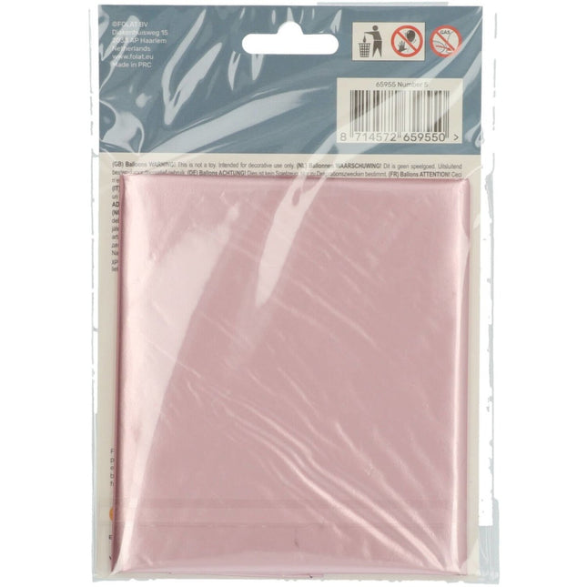 Folie Ballon Cijfer 5 Pastel Roze XL 86cm leeg van Folat koop je bij Partywinkel