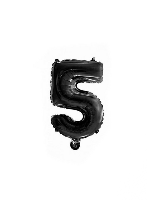 Folie Ballon Cijfer 5 Zwart 41cm met Rietje van WeFiesta koop je bij Partywinkel