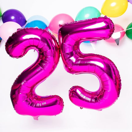 Folie Ballon Cijfer 6 Fuchsia Metallic XL 86cm leeg van Folat koop je bij Partywinkel