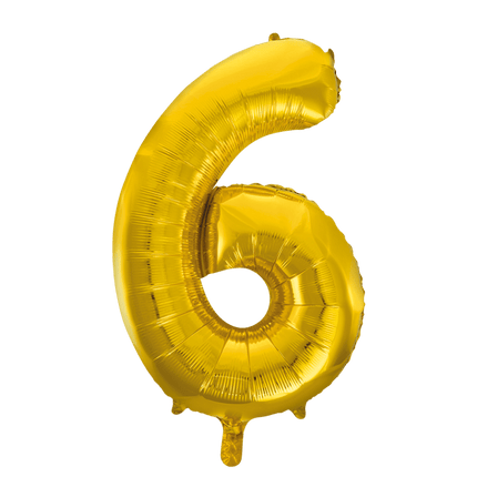 Folie Ballon Cijfer 6 Goud XL 86cm leeg van WeFiesta koop je bij Partywinkel