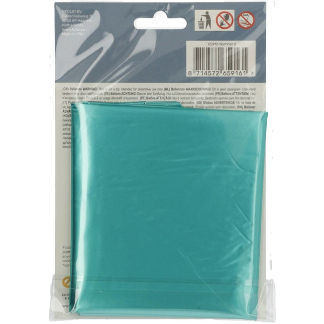 Folie Ballon Cijfer 6 Mat Groen XL 86cm leeg van Folat koop je bij Partywinkel