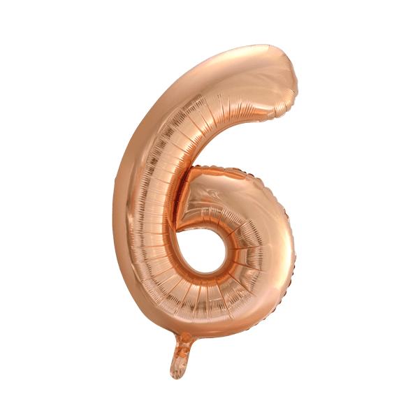 Folie Ballon Cijfer 6 Rose Goud XL 86cm leeg van WeFiesta koop je bij Partywinkel
