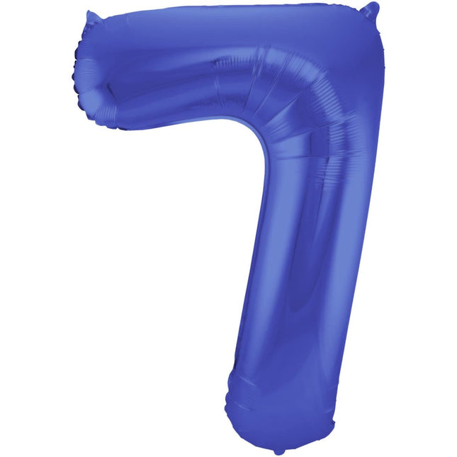 Folie Ballon Cijfer 7 Mat Blauw XL 86cm leeg van Folat koop je bij Partywinkel