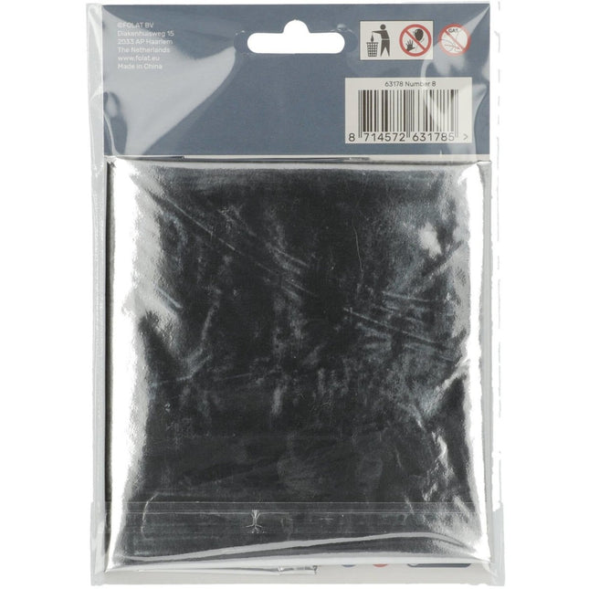 Folie Ballon Cijfer 8 Zilver Metallic XL 86cm leeg van Folat koop je bij Partywinkel