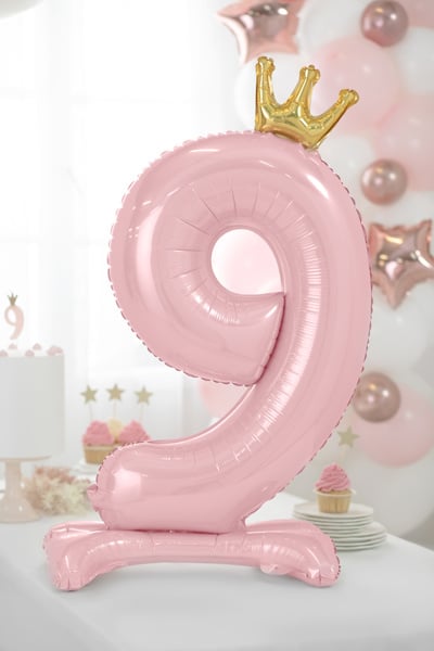 Folie Ballon Cijfer 9 Lichtroze Standaard Leeg 70cm van Partydeco koop je bij Partywinkel