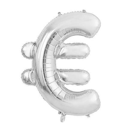 Folie Ballon Euroteken Zilver XL 102cm leeg van WeFiesta koop je bij Partywinkel