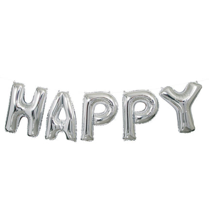 Folie Ballon Happy Birthday Zilver Leeg 4,31m van Unique koop je bij Partywinkel