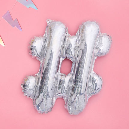 Folie Ballon Hashtag  Holografisch 35cm van Partydeco koop je bij Partywinkel