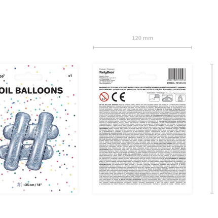Folie Ballon Hashtag  Holografisch 35cm van Partydeco koop je bij Partywinkel