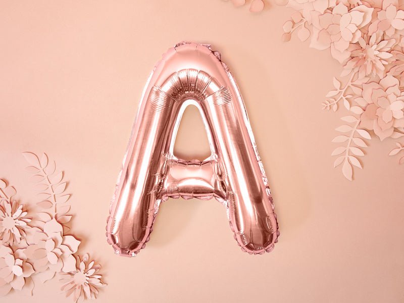 Folie Ballon Letter A Rose Goud Leeg 35cm van Partydeco koop je bij Partywinkel