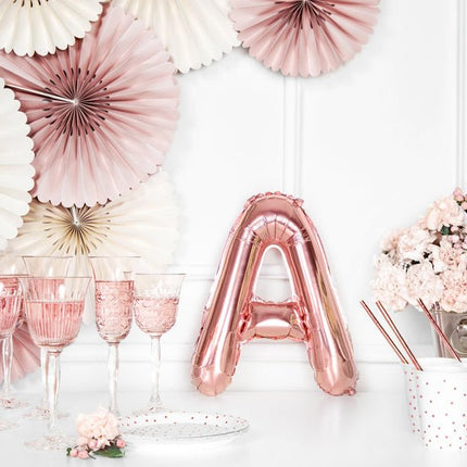 Folie Ballon Letter A Rose Goud Leeg 35cm van Partydeco koop je bij Partywinkel