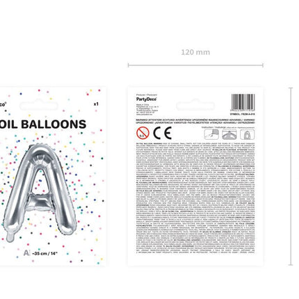 Folie Ballon Letter A Zilver Leeg 35cm van Partydeco koop je bij Partywinkel
