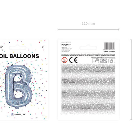Folie Ballon Letter B Holografisch Leeg 35cm van Partydeco koop je bij Partywinkel