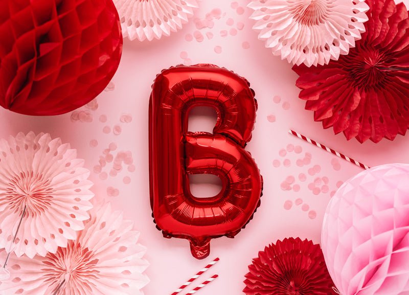 Folie Ballon Letter B Rood Leeg 35cm van Partydeco koop je bij Partywinkel