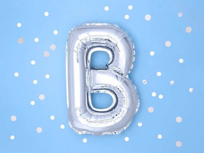 Folie Ballon Letter B Zilver Leeg 35cm van Partydeco koop je bij Partywinkel