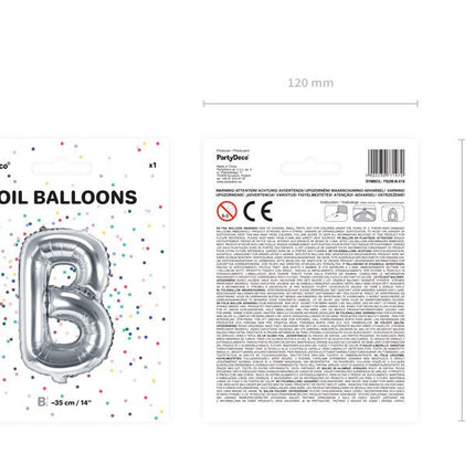 Folie Ballon Letter B Zilver Leeg 35cm van Partydeco koop je bij Partywinkel