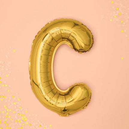 Folie Ballon Letter C Goud Leeg 35cm van Partydeco koop je bij Partywinkel