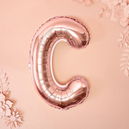Folie Ballon Letter C Rose Goud Leeg 35cm van Partydeco koop je bij Partywinkel