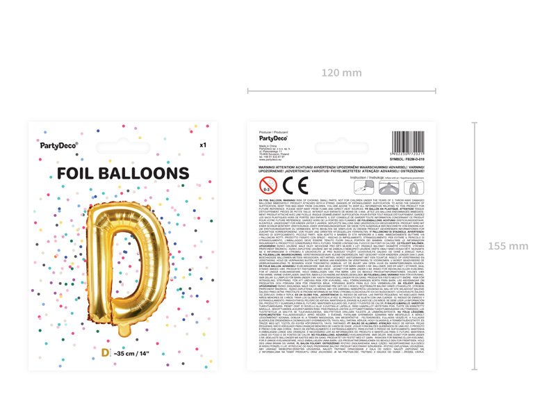 Folie Ballon Letter D Goud Leeg 35cm van Partydeco koop je bij Partywinkel