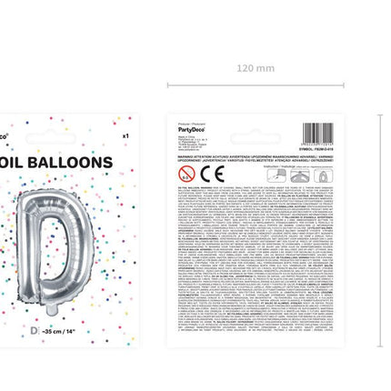 Folie Ballon Letter D Zilver Leeg 35cm van Partydeco koop je bij Partywinkel