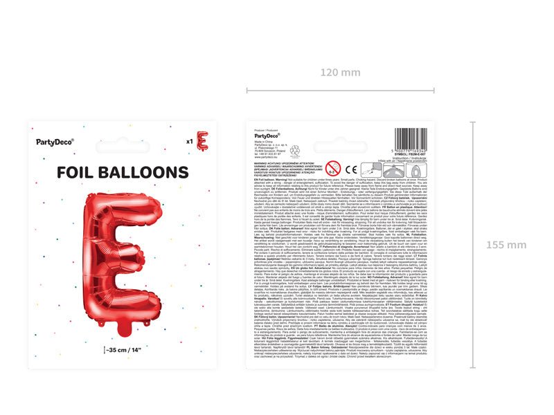 Folie Ballon Letter E Rood Leeg 35cm van Partydeco koop je bij Partywinkel