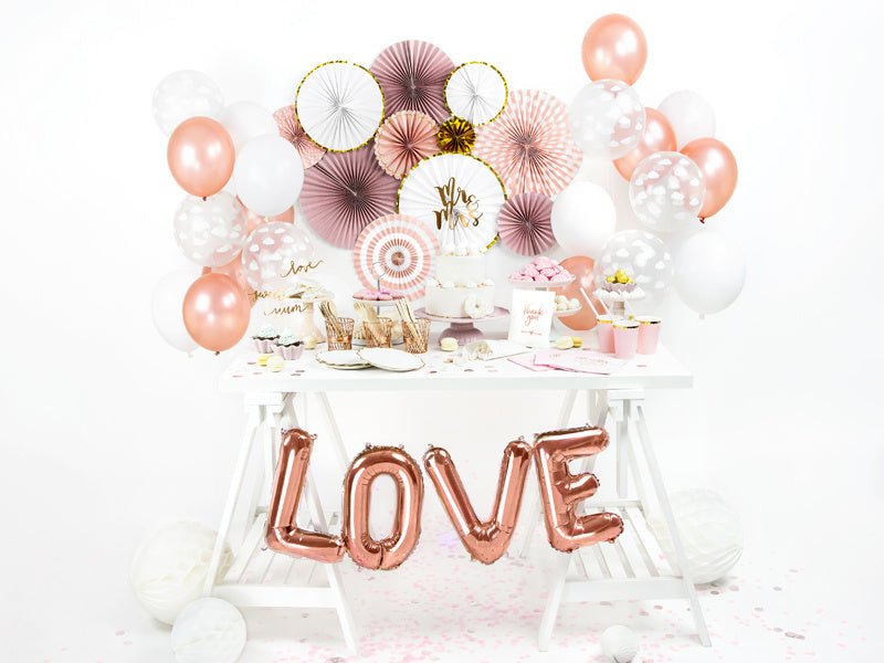 Folie Ballon Letter E Rose Goud Leeg 35cm van Partydeco koop je bij Partywinkel