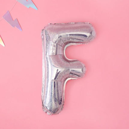 Folie Ballon Letter F Holografisch Leeg 35cm van Partydeco koop je bij Partywinkel