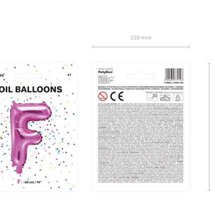 Folie Ballon Letter F Roze Leeg 35cm van Partydeco koop je bij Partywinkel