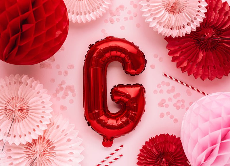 Folie Ballon Letter G Rood Leeg 35cm van Partydeco koop je bij Partywinkel
