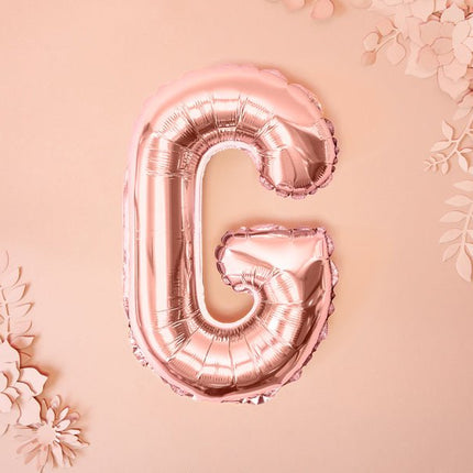 Folie Ballon Letter G Rose Goud Leeg 35cm van Partydeco koop je bij Partywinkel