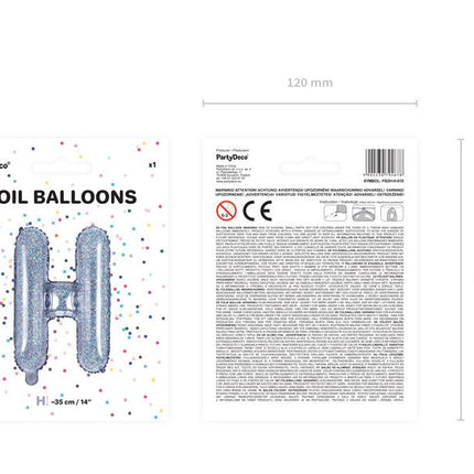 Folie Ballon Letter H Holografisch Leeg 35cm van Partydeco koop je bij Partywinkel