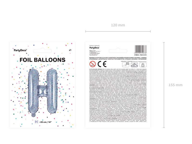 Folie Ballon Letter H Holografisch Leeg 35cm van Partydeco koop je bij Partywinkel