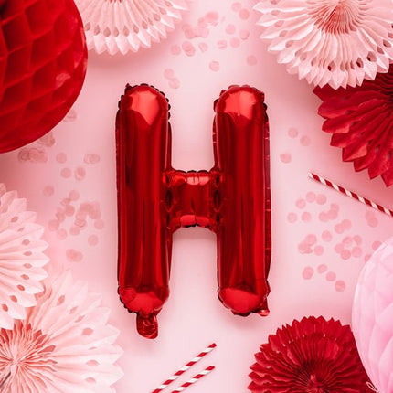Folie Ballon Letter H Rood Leeg 35cm van Partydeco koop je bij Partywinkel
