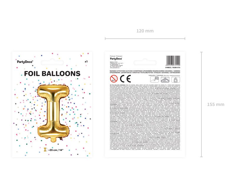 Folie Ballon Letter I Goud Leeg 35cm van Partydeco koop je bij Partywinkel