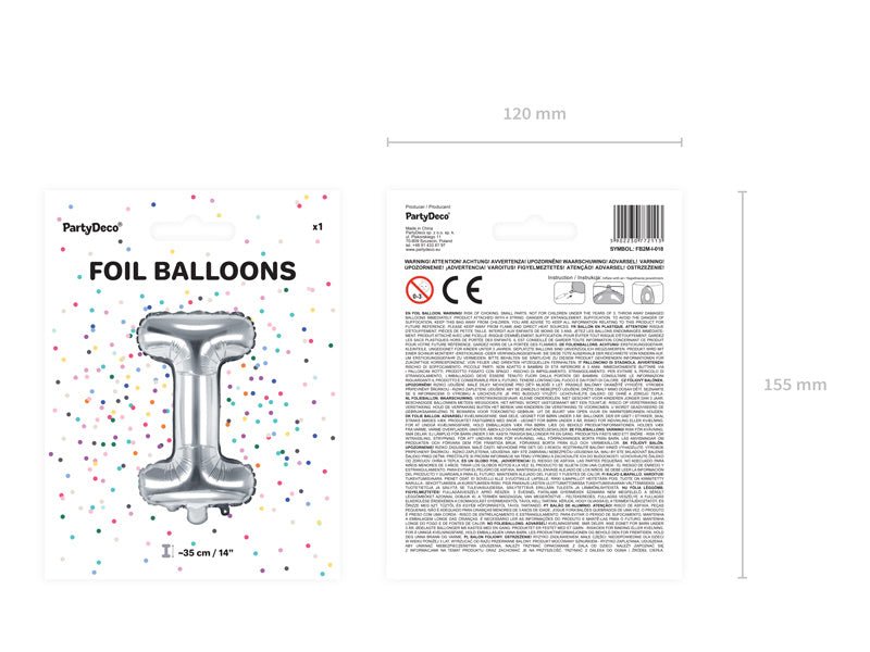 Folie Ballon Letter I Zilver Leeg 35cm van Partydeco koop je bij Partywinkel