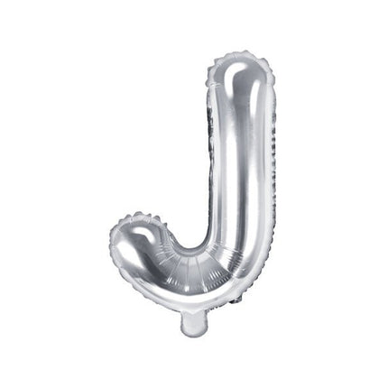 Folie Ballon Letter J Zilver Leeg 35cm van Partydeco koop je bij Partywinkel