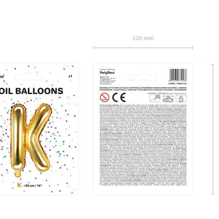 Folie Ballon Letter K Goud Leeg 35cm van Partydeco koop je bij Partywinkel